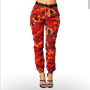 Plus Size TwiinSisters Women's High Waist Slim Fit Jogger Cargo Camo Pants